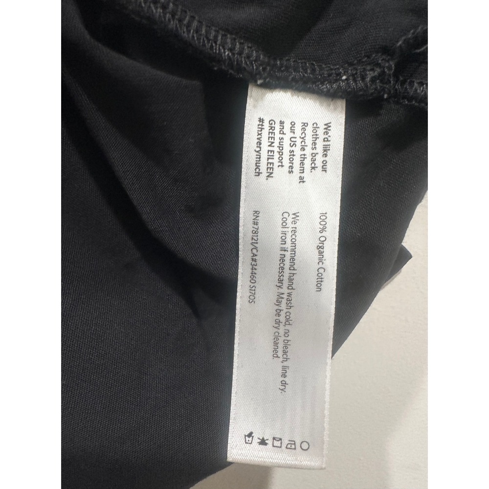 Eileen Fisher Black Organic Cotton Boxy Crew Neck Tee Short Sleeve Top Large - Picture 3 of 5